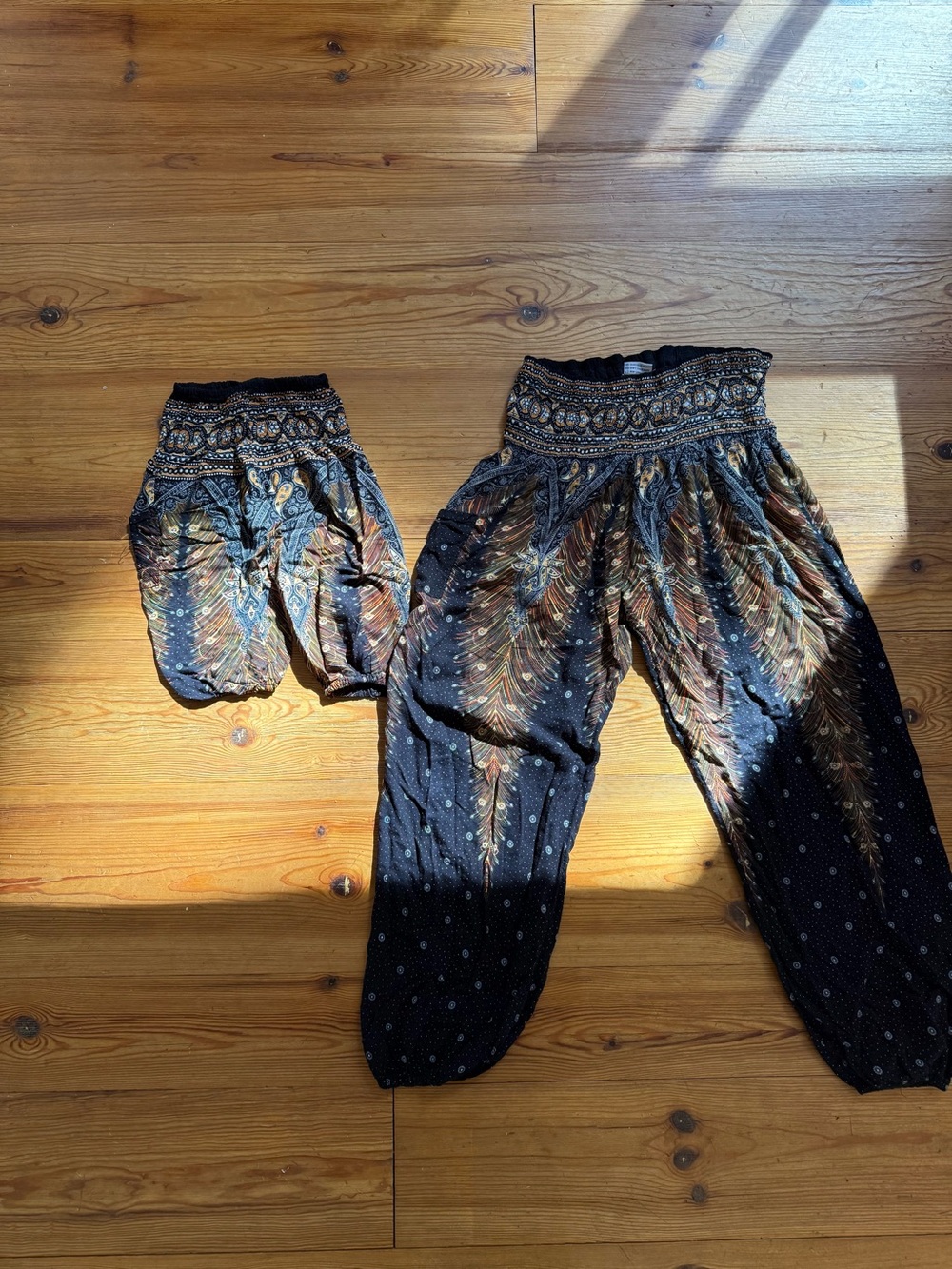 Mom and baby kit - Bohemian Feather-Print Elastic Waist Harem Pants